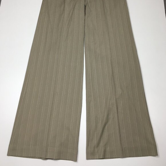 BCBGMAXAZRIA Taupe Beige Pinstriped TABATHA Flare Leg Dress Pant - Picture 8 of 11